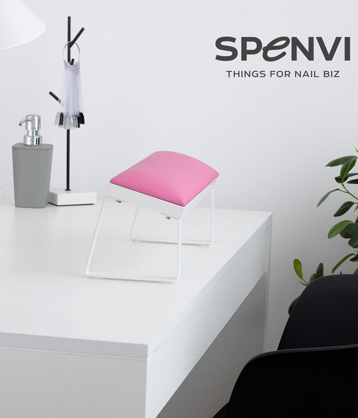 Поставка за ръце за маникюр наклонена SPENVI LOFT pink-бяла основа