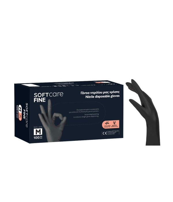 Ръкавици нитрил Soft Care FINE-черни XS -100 бр/кут