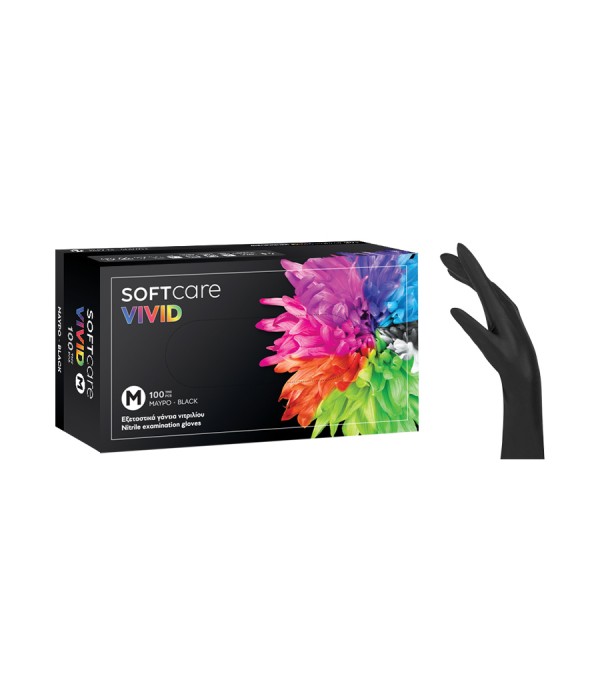 Ръкавици нитрил Soft Care VIVID-черни 100 бр/кут