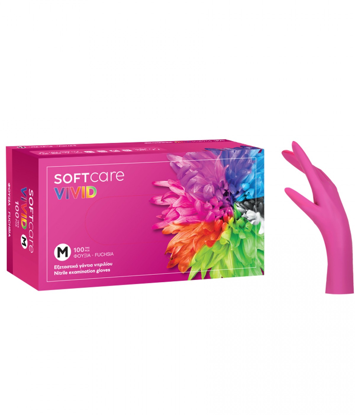 Ръкавици нитрил Soft Care VIVID-розови 100 бр/кут